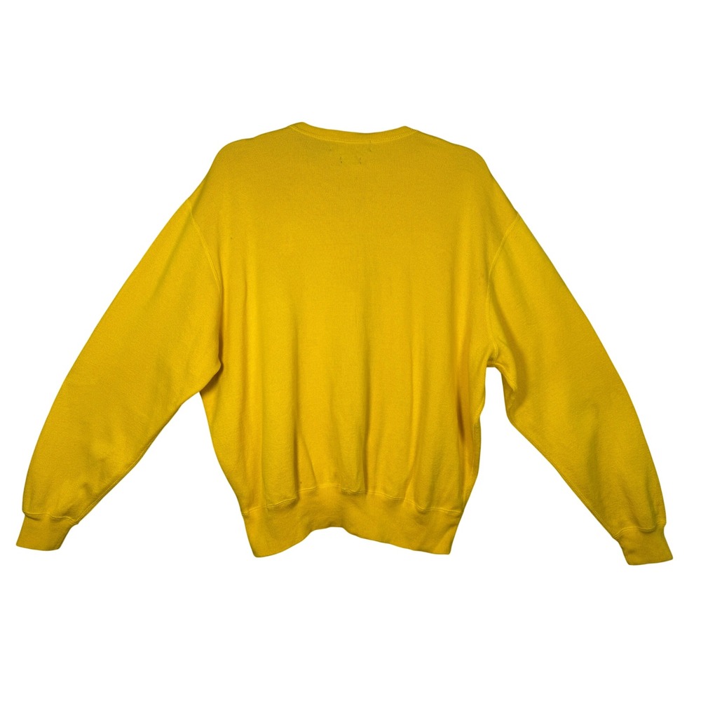 VINTAGE POLO GOLF Ralph Lauren Bright Yellow Crewneck Sweater Heritage Crest, XL - Picture 2 of 7